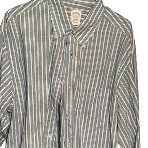 Brooks Brothers Madison Shirt Mens XL Blue Multi Stripe Cotton Button Down Polo